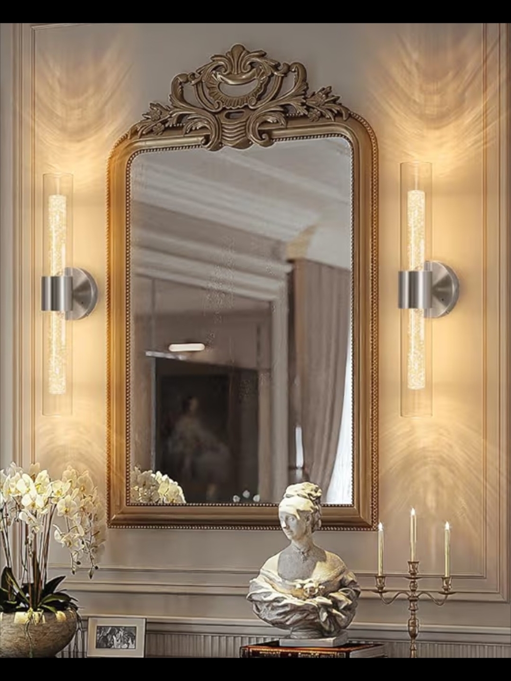 Wall Sconces Set of Two Morauroral Sand Nickel Battery Operated Rechargeable